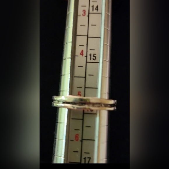 Like New:Diamond/Crystal Blue Topaz Color Silver Ring - Picture 4 of 5